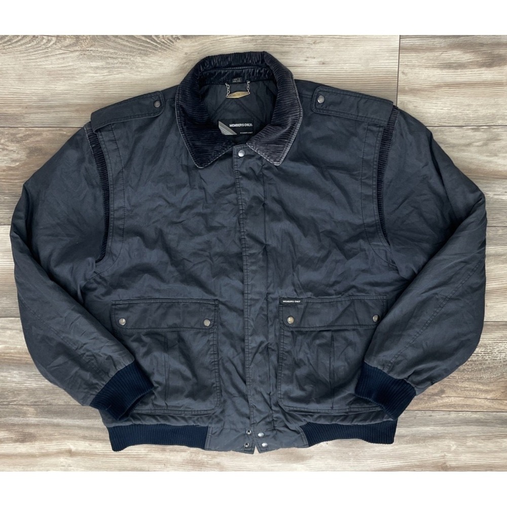 Members Only Vintage Mens Blue Full Zip Bomber Jacket Size XLT Retro 90s